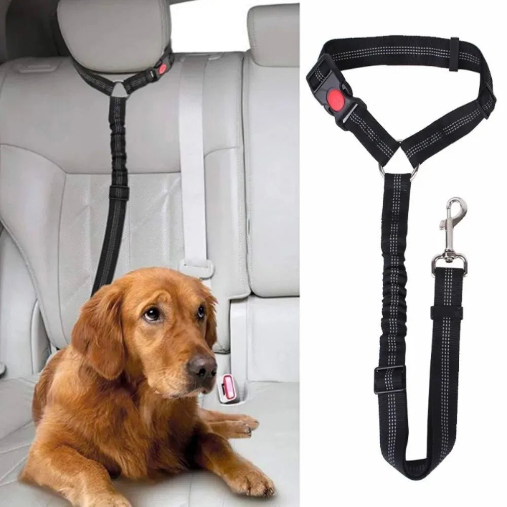 2-in-1 Dog Car Seatbelt Adjustable Reflective