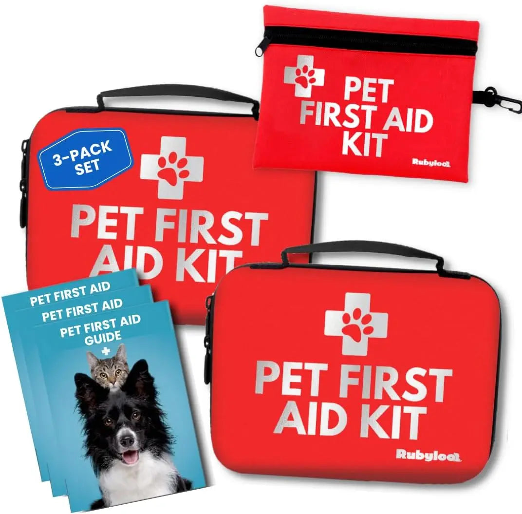 3-Pack Pet First Aid Kit With Hard-Sided And Travel Cases, Vet-Approved