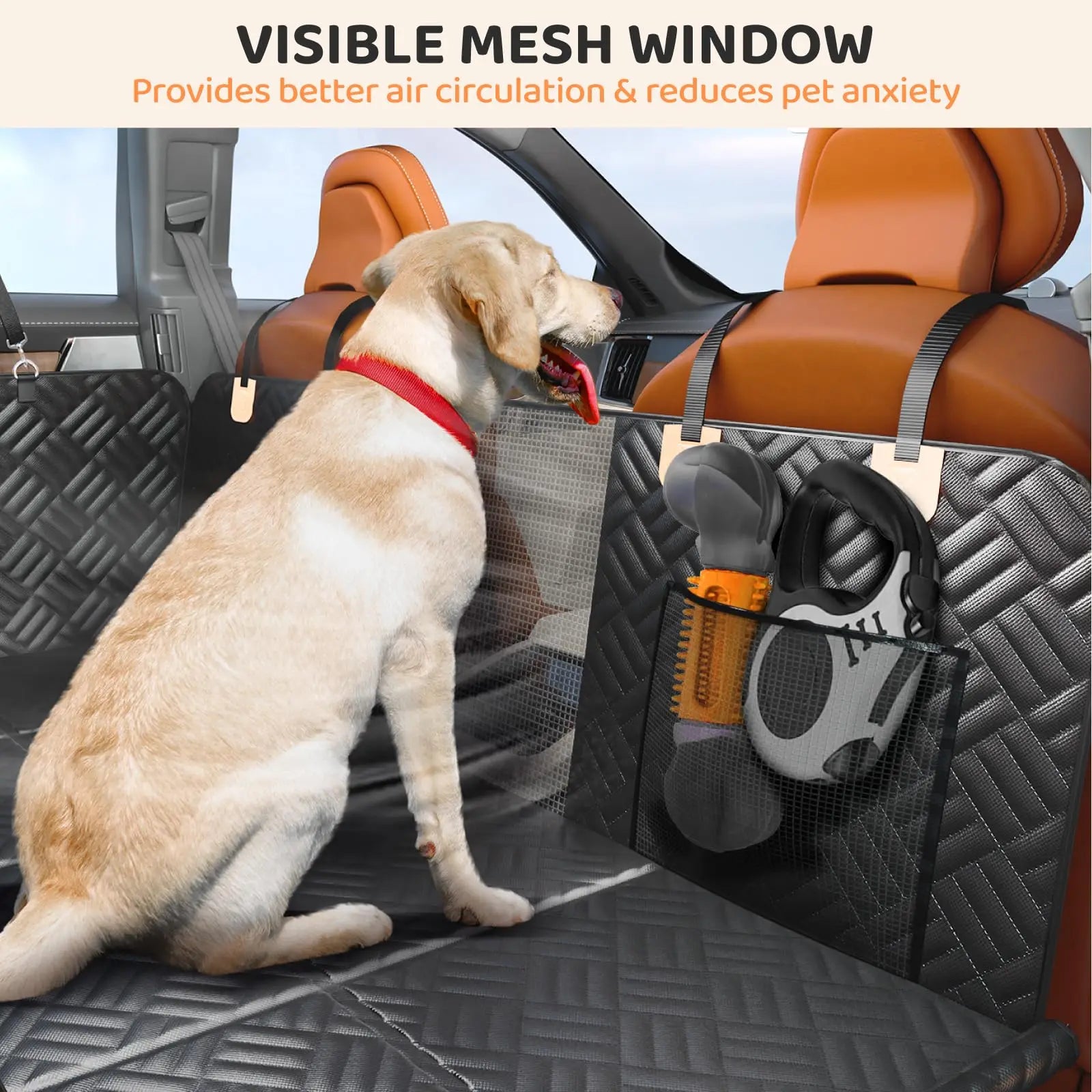 Rear Seat Cover, Hard Bottom, Anti-Scratch Washable Hammock