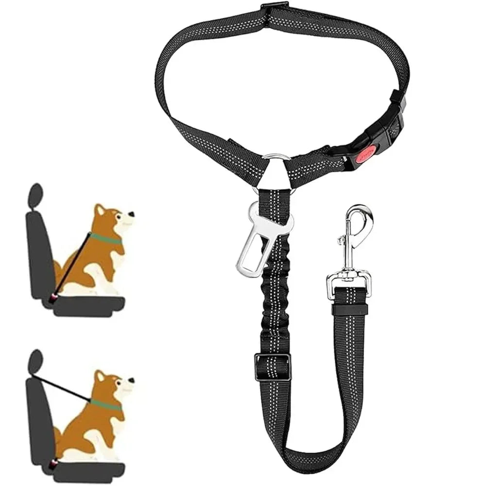 2-in-1 Dog Car Seatbelt Adjustable Reflective