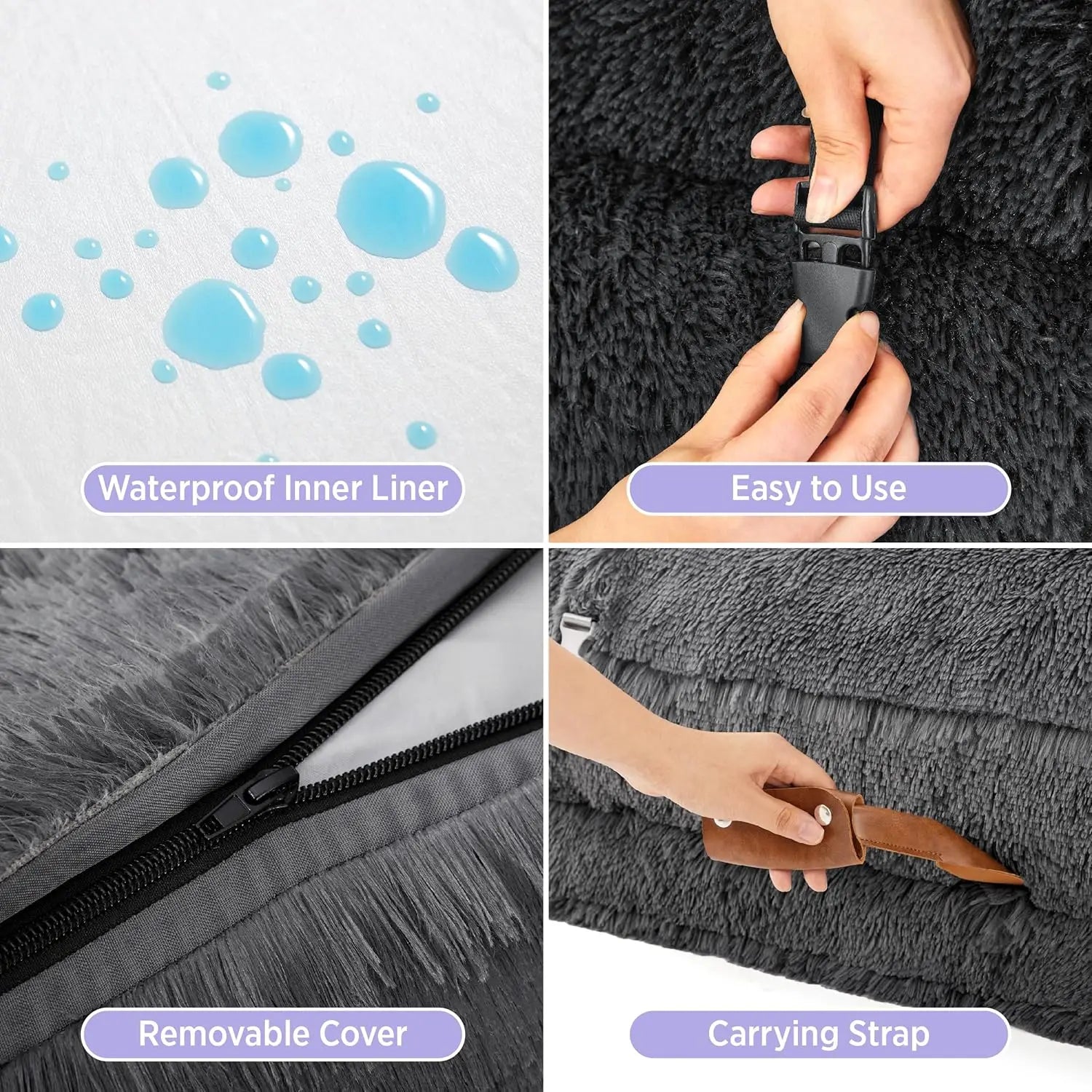 3-in-1 Orthopedic Giant Bed with Waterproof Liner, Calming Faux Fur