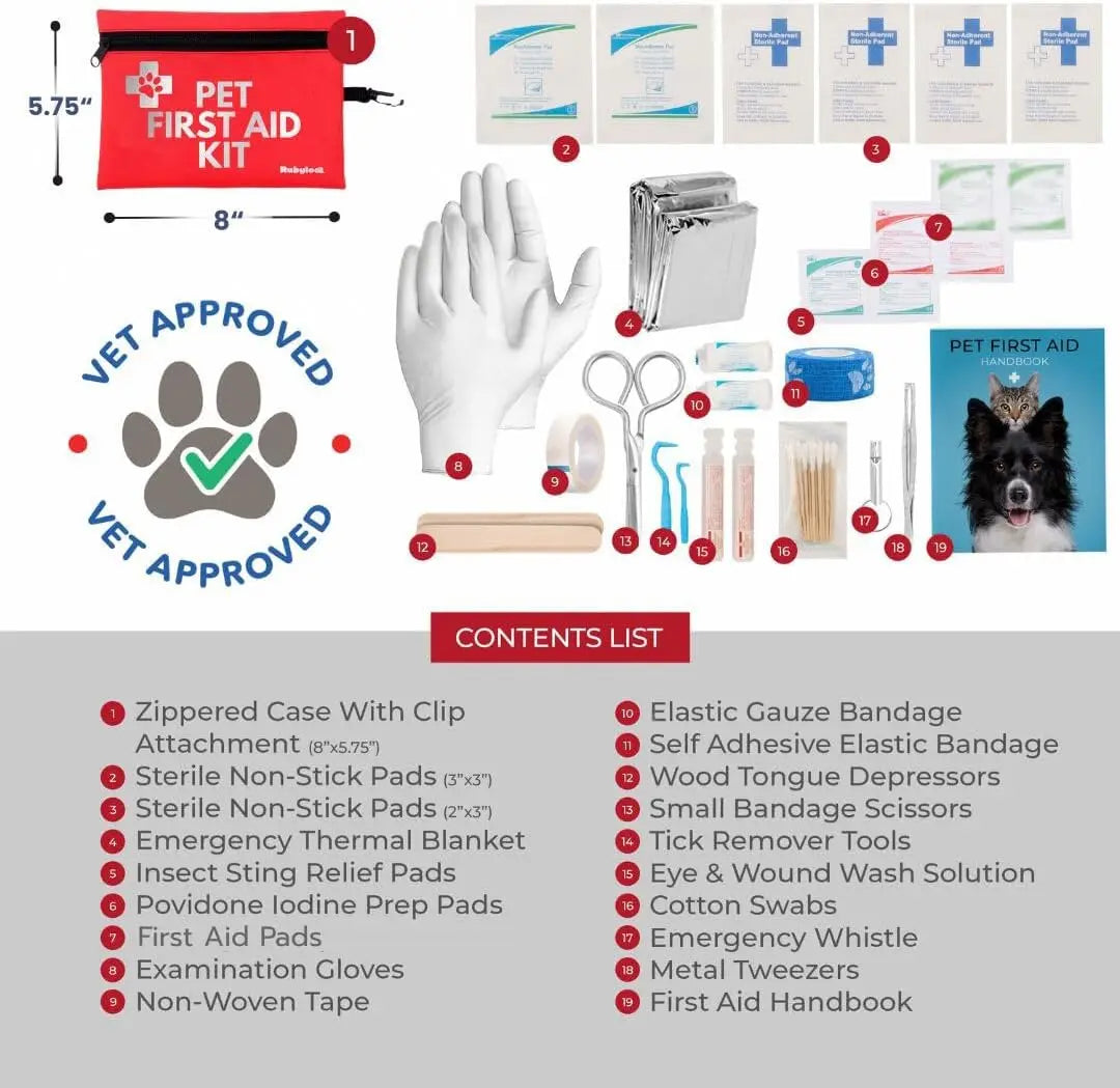3-Pack Pet First Aid Kit With Hard-Sided And Travel Cases, Vet-Approved