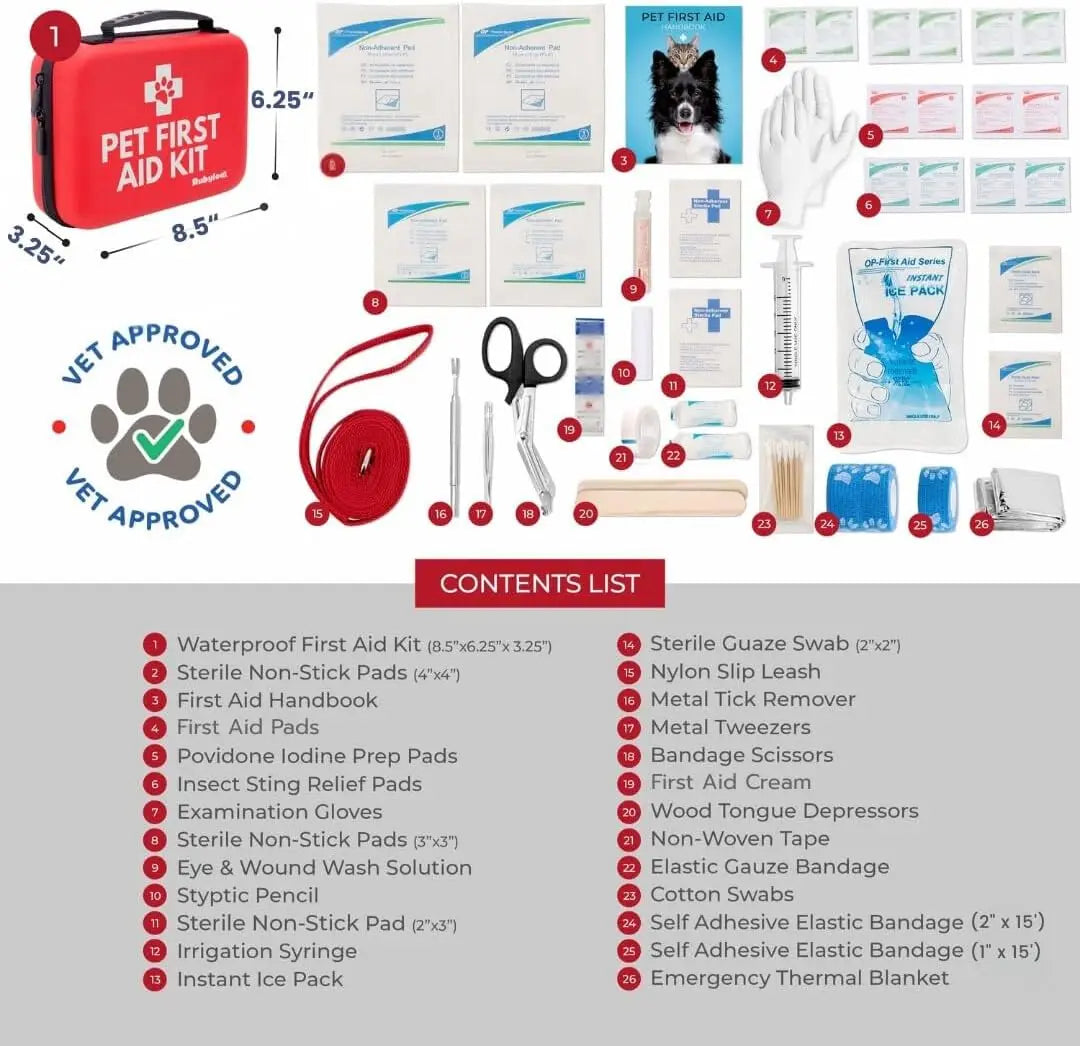 3-Pack Pet First Aid Kit With Hard-Sided And Travel Cases, Vet-Approved