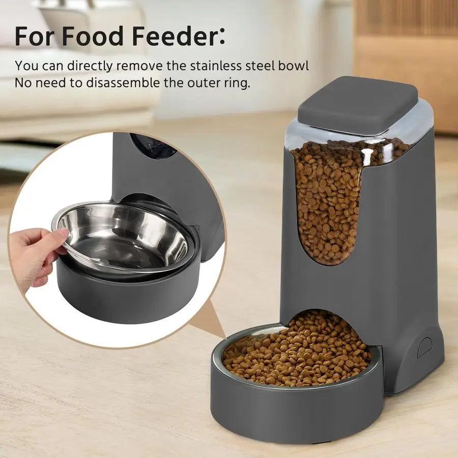 2 Pack Automatic Feeder and Stainless Steel Water Dispenser