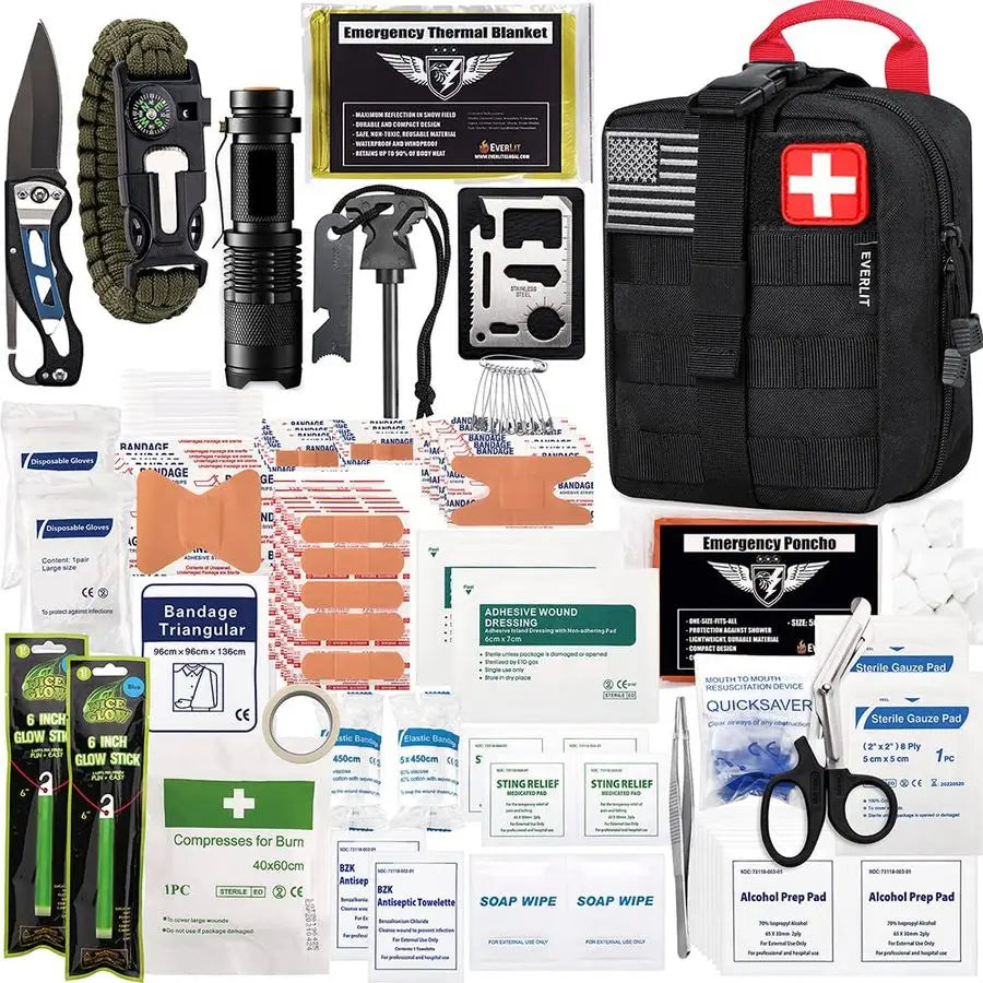 250 Pieces Survival First Aid Kit IFAK EMT Molle Pouch