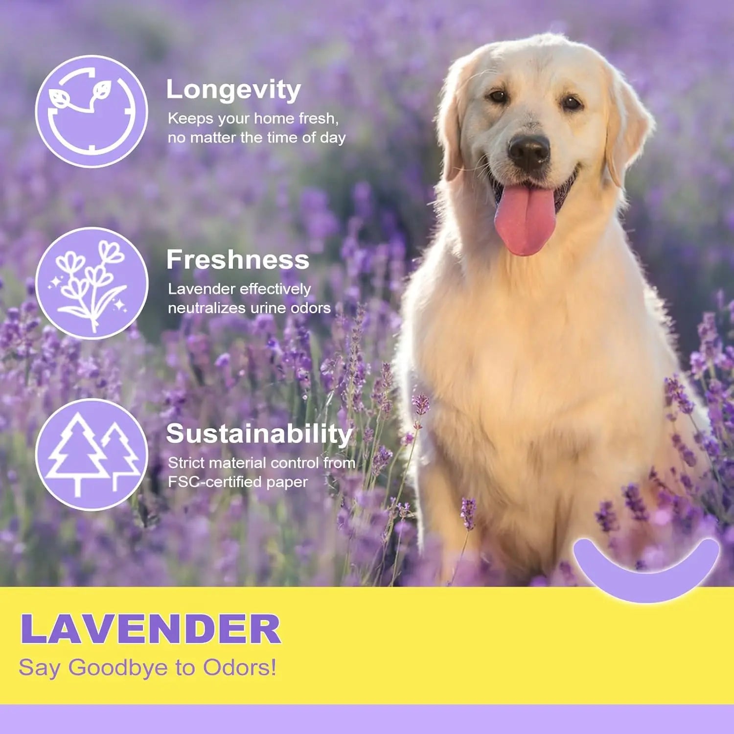 Pee Pads Leak-Proof Quick-Dry (40 Counts), Lavender Scented