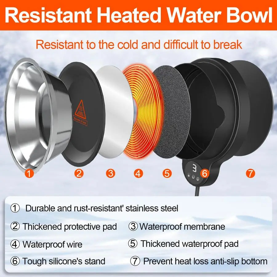 Stainless Outdoor Heated Pet Bowl