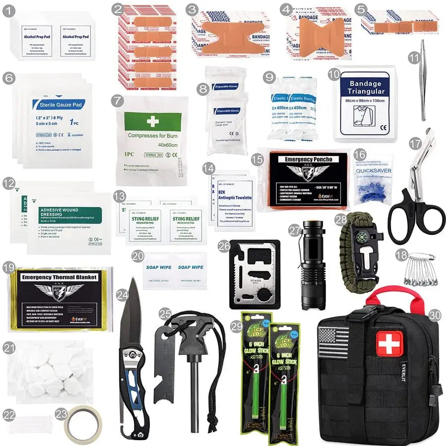 250 Pieces Survival First Aid Kit IFAK EMT Molle Pouch